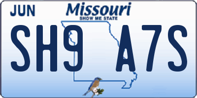MO license plate SH9A7S