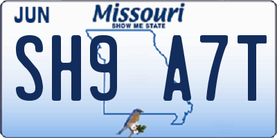 MO license plate SH9A7T