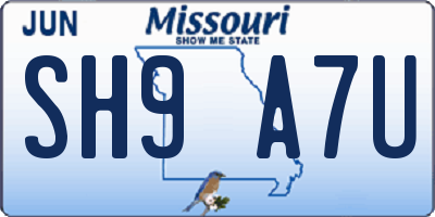 MO license plate SH9A7U