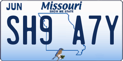 MO license plate SH9A7Y
