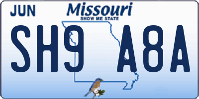 MO license plate SH9A8A