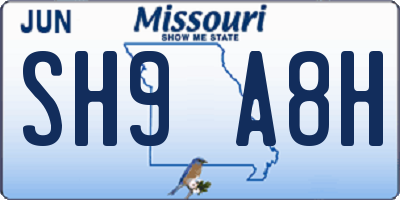 MO license plate SH9A8H