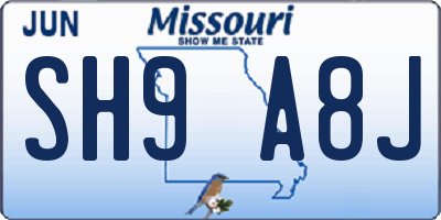 MO license plate SH9A8J