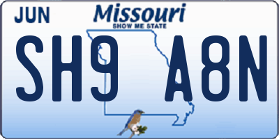MO license plate SH9A8N