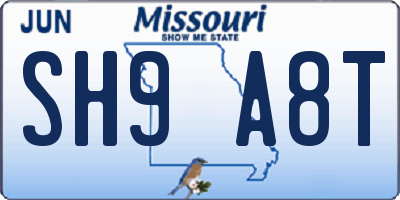 MO license plate SH9A8T