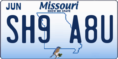 MO license plate SH9A8U
