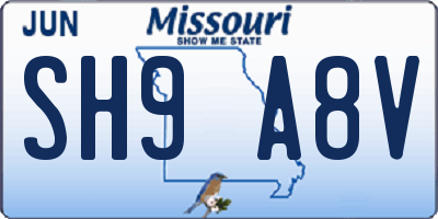 MO license plate SH9A8V