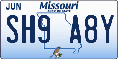 MO license plate SH9A8Y