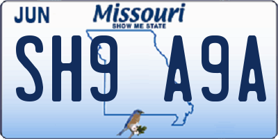MO license plate SH9A9A