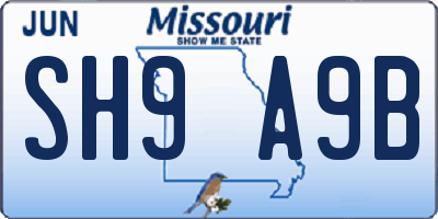 MO license plate SH9A9B