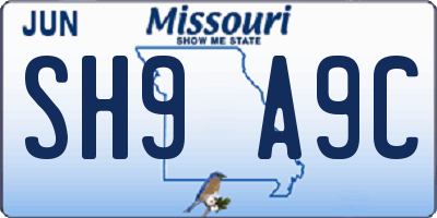 MO license plate SH9A9C