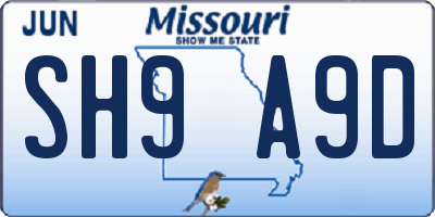 MO license plate SH9A9D