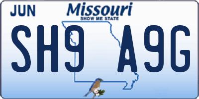MO license plate SH9A9G