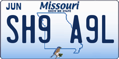 MO license plate SH9A9L