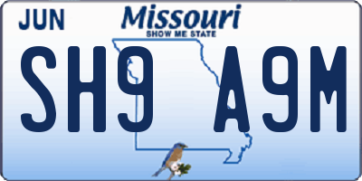 MO license plate SH9A9M