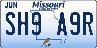 MO license plate SH9A9R