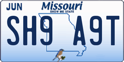 MO license plate SH9A9T