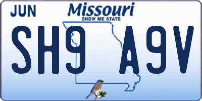 MO license plate SH9A9V