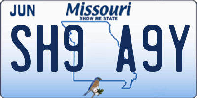 MO license plate SH9A9Y