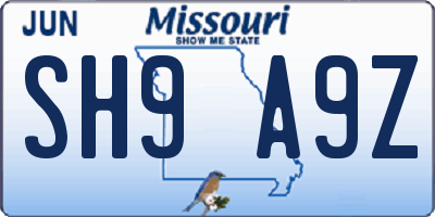 MO license plate SH9A9Z