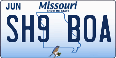 MO license plate SH9B0A