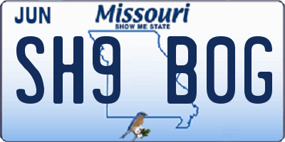 MO license plate SH9B0G