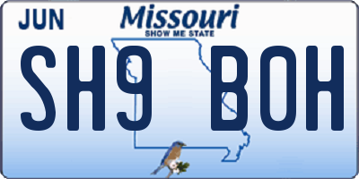 MO license plate SH9B0H