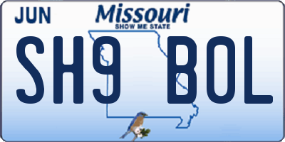 MO license plate SH9B0L