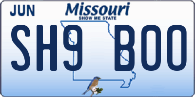 MO license plate SH9B0O