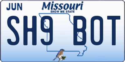 MO license plate SH9B0T