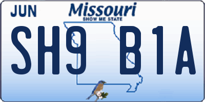 MO license plate SH9B1A