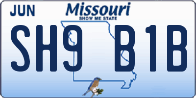 MO license plate SH9B1B