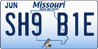 MO license plate SH9B1E