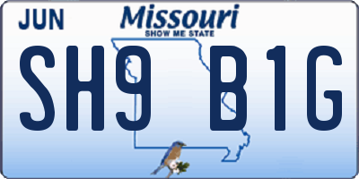 MO license plate SH9B1G