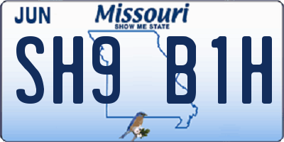MO license plate SH9B1H