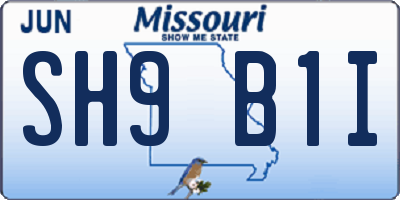 MO license plate SH9B1I