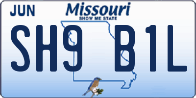 MO license plate SH9B1L