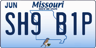MO license plate SH9B1P