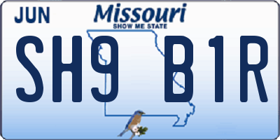 MO license plate SH9B1R