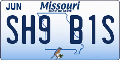 MO license plate SH9B1S