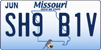 MO license plate SH9B1V