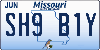 MO license plate SH9B1Y
