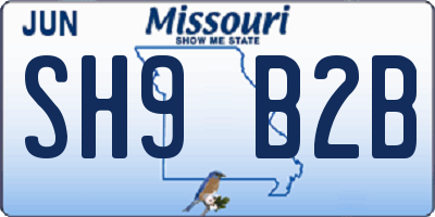 MO license plate SH9B2B