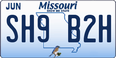 MO license plate SH9B2H