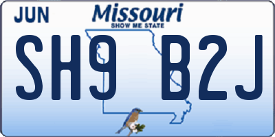 MO license plate SH9B2J