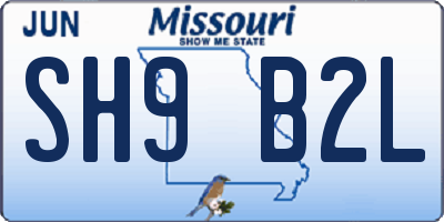 MO license plate SH9B2L