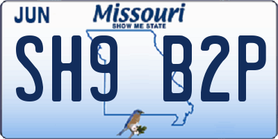 MO license plate SH9B2P