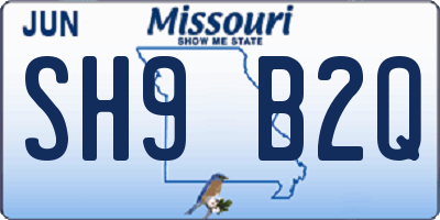 MO license plate SH9B2Q
