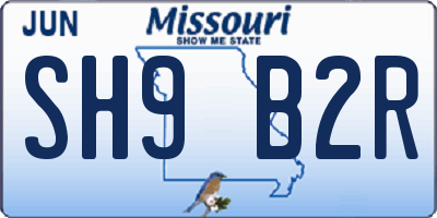 MO license plate SH9B2R