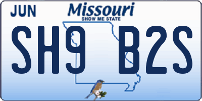 MO license plate SH9B2S